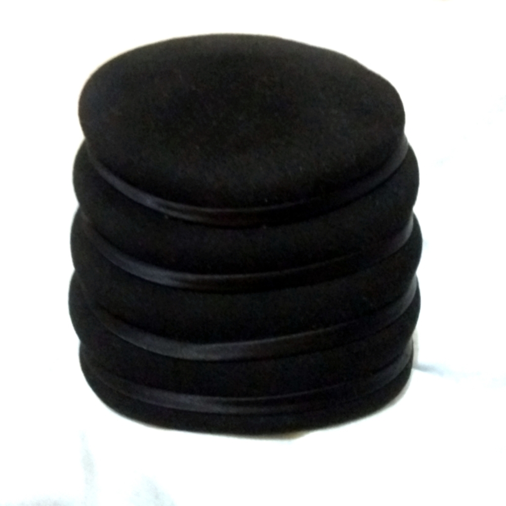 Vintage 60s Fairfield Felts Black Beehive Hat Rhinestone Accents - Picture 4 of 10